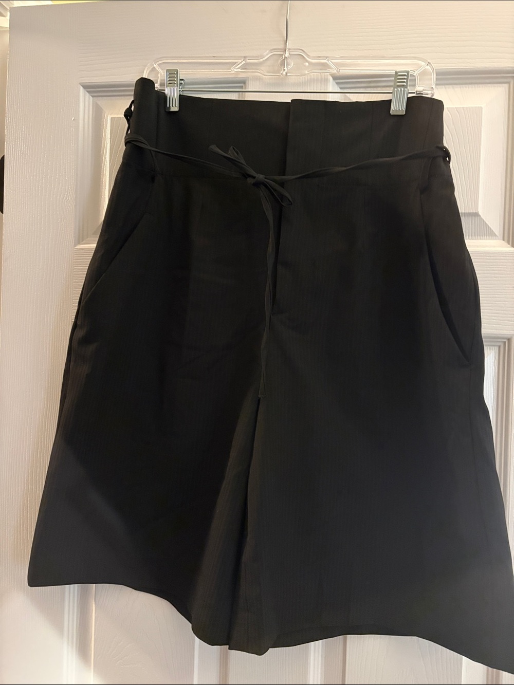 Zara Women’s Black High-Waist Bermuda Shorts with Tie Waist